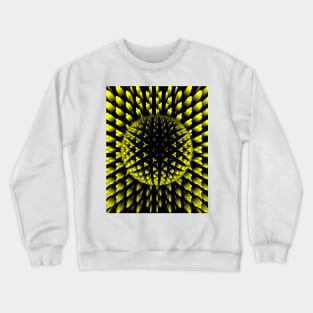 3D exploding vivid yellow sphere on black background Crewneck Sweatshirt